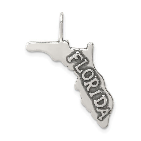 Sterling Silver Florida State Pendant with Map Outline, Travel Charm Keepsake