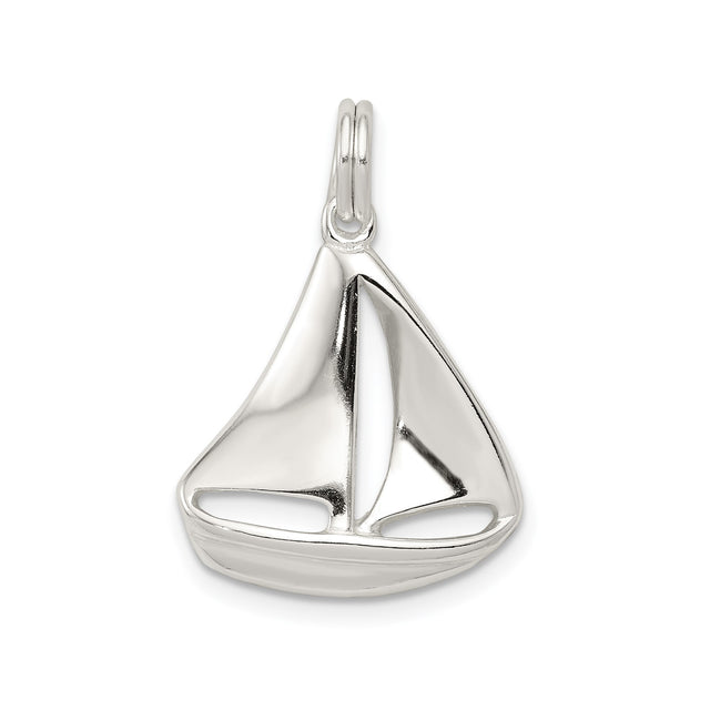 Sterling Silver Sailboat Pendant, Nautical Ocean-Inspired Maritime Charm for Women or Unisex