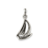 Sterling Silver Sailboat Pendant Charm with Nautical Cutout Design for Women or Unisex Wear