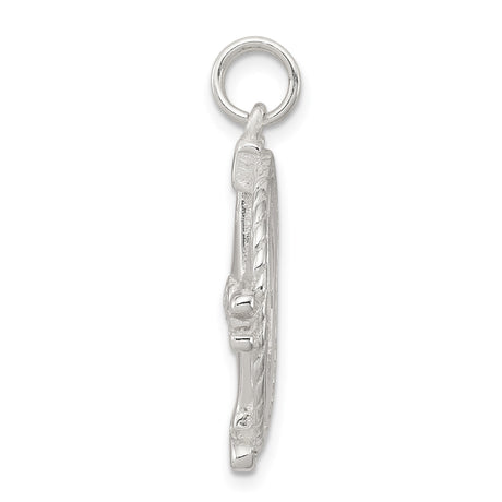 Sterling Silver Compass Pendant with Twisted Rope Border, Nautical Directional Design
