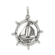 Sterling Silver Sailboat Pendant with Nautical Ship Wheel, Coastal Sailing Jewelry for Men and Women