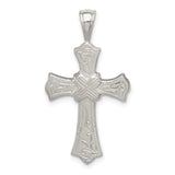 Sterling Silver Cross Pendant with Rope Texture and Floral Design, Vintage Religious Style