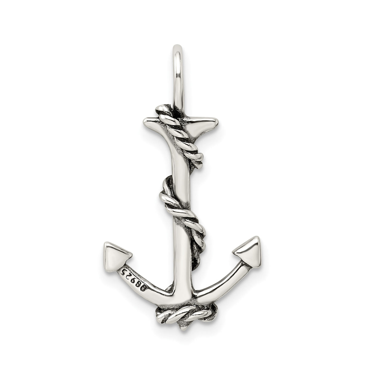 Sterling Silver Anchor Pendant with Nautical Rope Detail, Maritime and Christian Symbolism