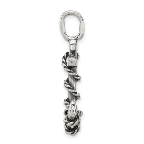 Sterling Silver Anchor Cross Pendant with Twisted Rope Design for Men and Unisex