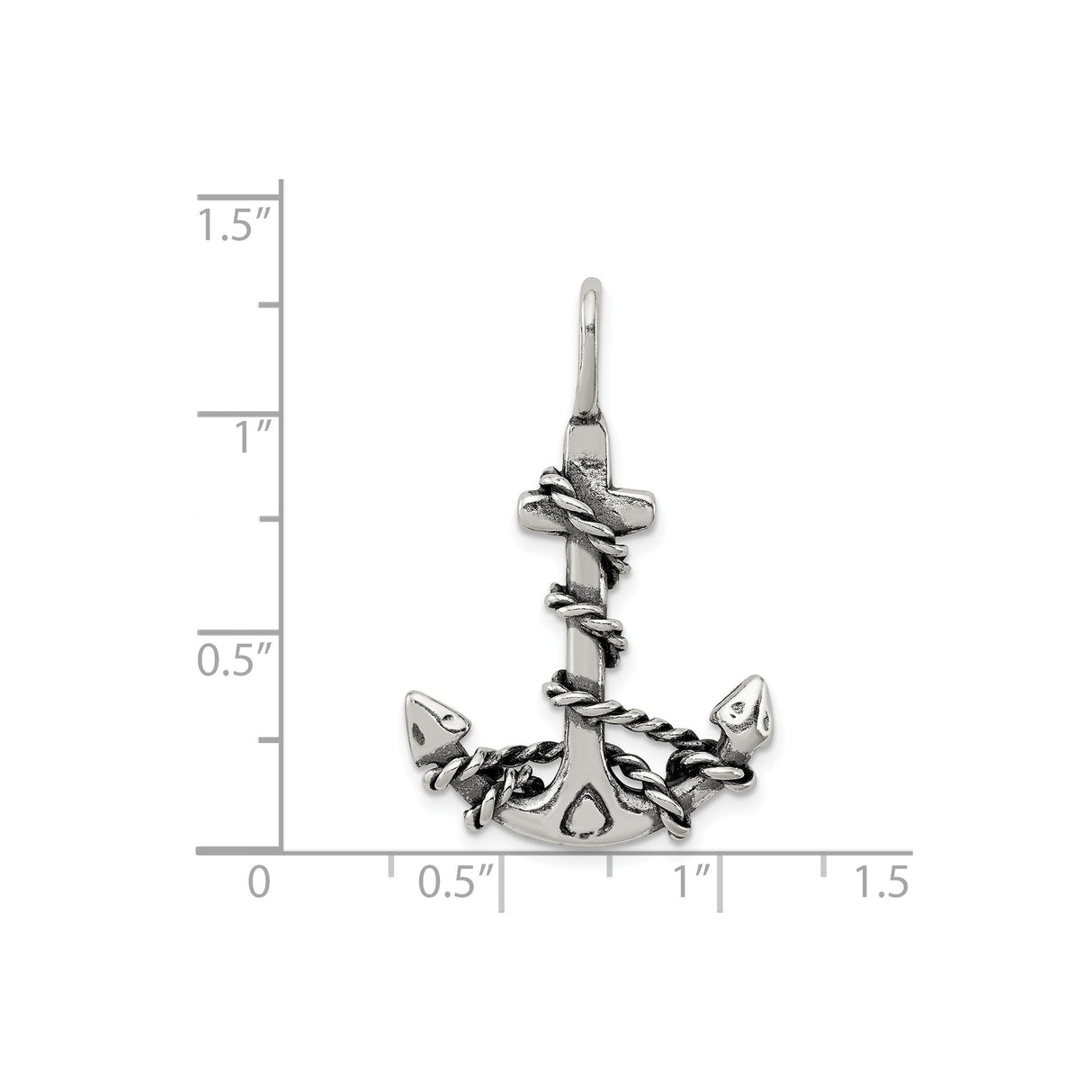 Sterling Silver Anchor Cross Pendant with Twisted Rope Design for Men and Unisex