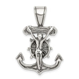Sterling Silver Crucifix Pendant with Nautical Anchor Cross Design for Men and Women