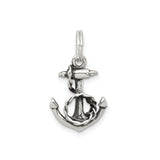 Sterling Silver Anchor Pendant with Rope Detail, Nautical Christian Faith Charm