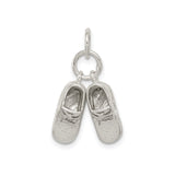 Sterling Silver Charm Pendant with Two Baby Shoes, Symbolic Motherhood Keepsake Jewelry