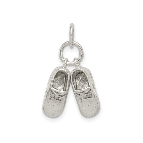 Sterling Silver Charm Pendant with Two Baby Shoes, Symbolic Motherhood Keepsake Jewelry