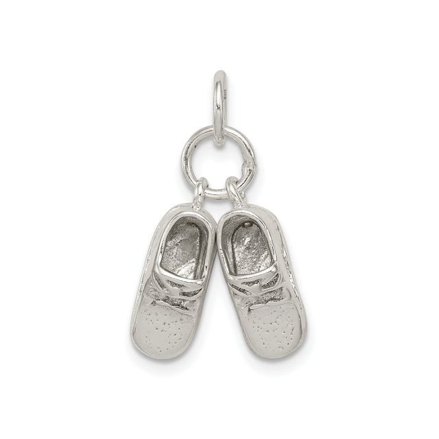Sterling Silver Charm Pendant with Two Baby Shoes, Symbolic Motherhood Keepsake Jewelry