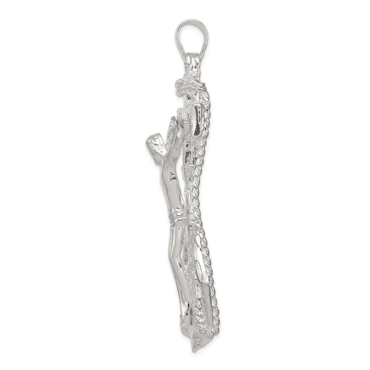 Sterling Silver Nautical Cross Pendant with Anchor, Rope, and Ship Wheel Design