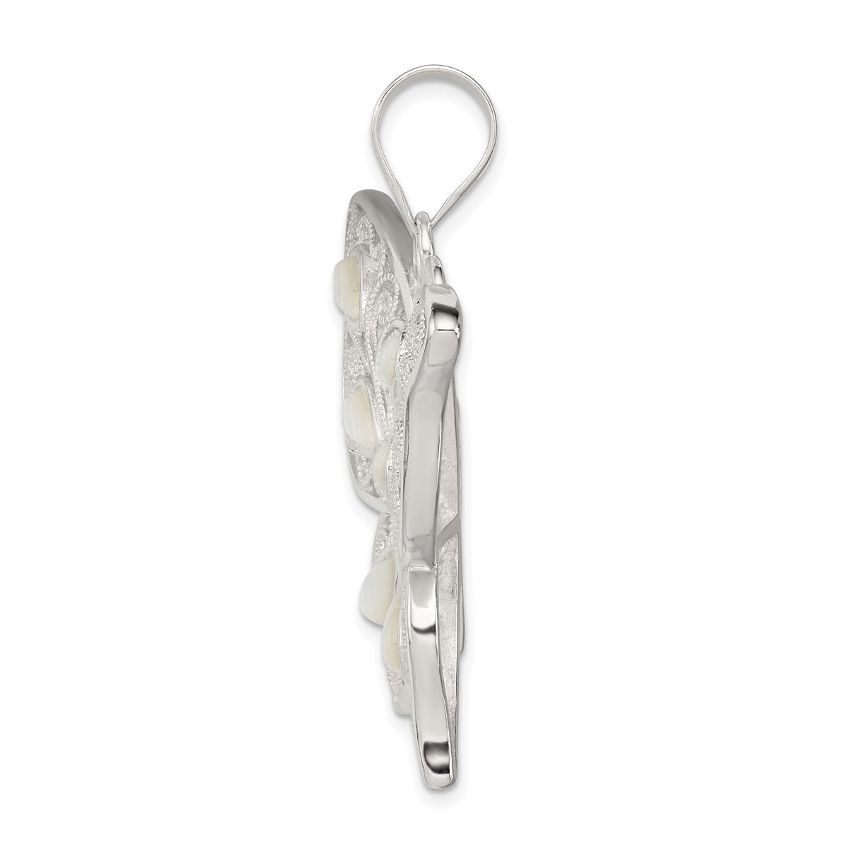 Sterling Silver Butterfly Pendant with Mother of Pearl Inlay, Filigree Design for Women
