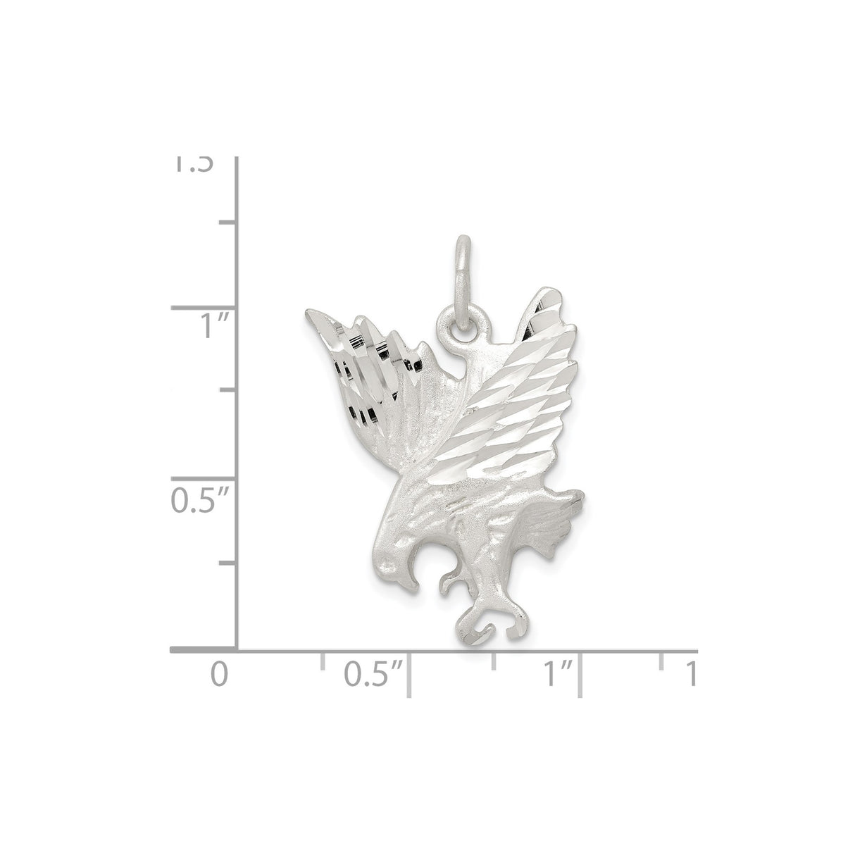 Sterling Silver Eagle Pendant with Diamond Cut Wings, Patriotic Military Style Charm