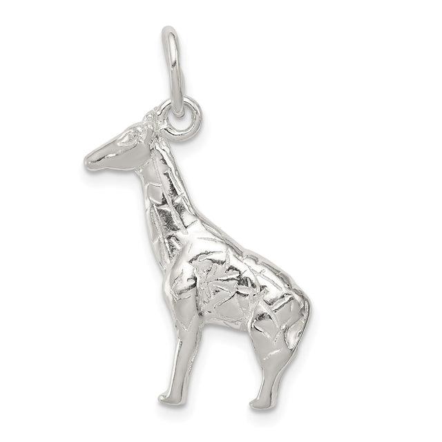 Sterling Silver Giraffe Pendant with Detailed Animal Design, Nature-Inspired Jewelry