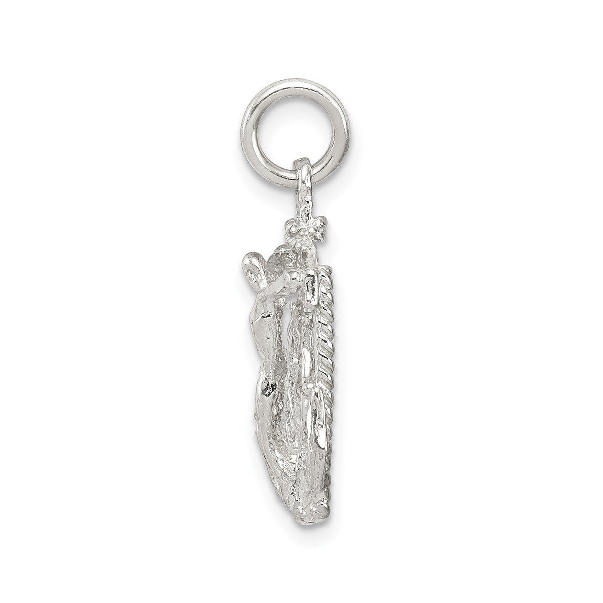 Sterling Silver Anchor Cross Pendant with Twisted Rope Detail Nautical Crucifix Charm