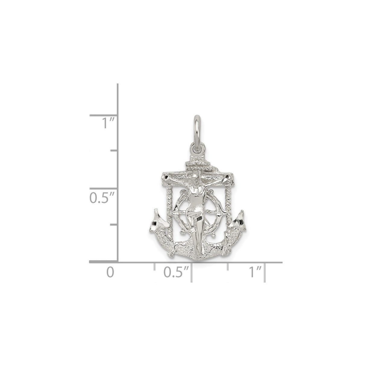 Sterling Silver Anchor Cross Pendant with Twisted Rope Detail Nautical Crucifix Charm