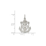 Sterling Silver Anchor Cross Pendant with Twisted Rope Detail Nautical Crucifix Charm