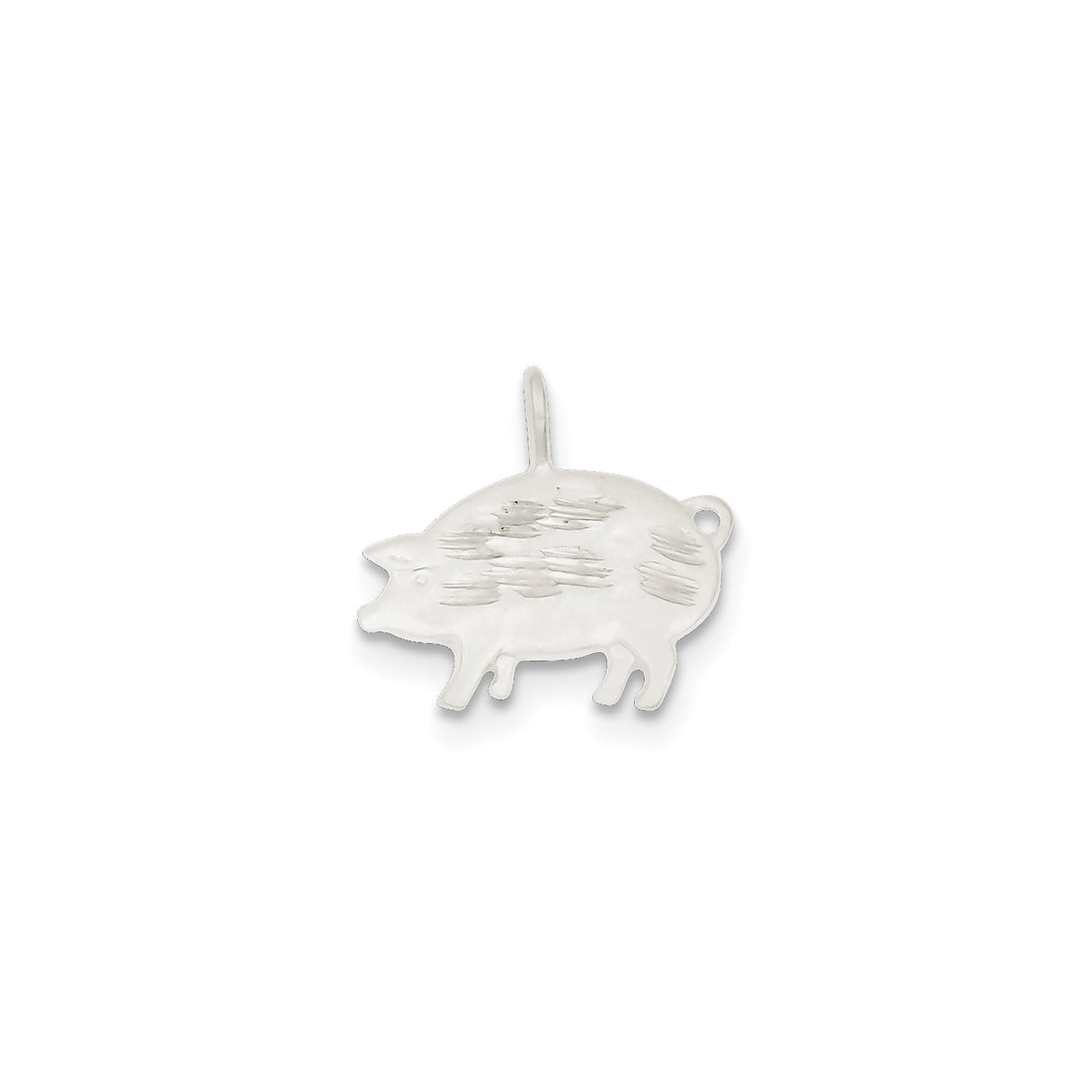 Sterling Silver Pig Charm Pendant, Polished Farm Animal Symbol of Prosperity and Fortune