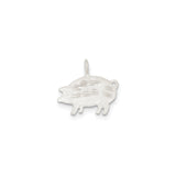 Sterling Silver Pig Charm Pendant, Polished Farm Animal Symbol of Prosperity and Fortune