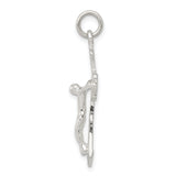 Sterling Silver Crucifix Cross Pendant with Raised Christ Figure and Flared Edges