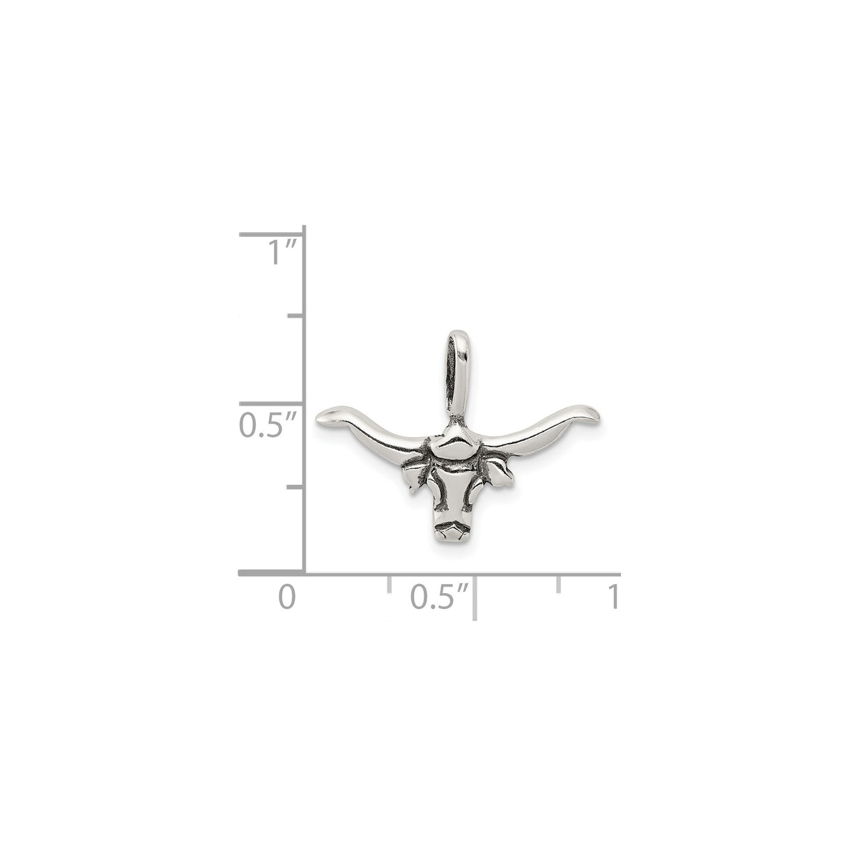 Sterling Silver Longhorn Bull Skull Pendant, Western Cowboy Rodeo Style for Men