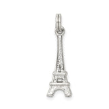 Sterling Silver Eiffel Tower Pendant Charm with Cutout Design, Paris Travel Jewelry