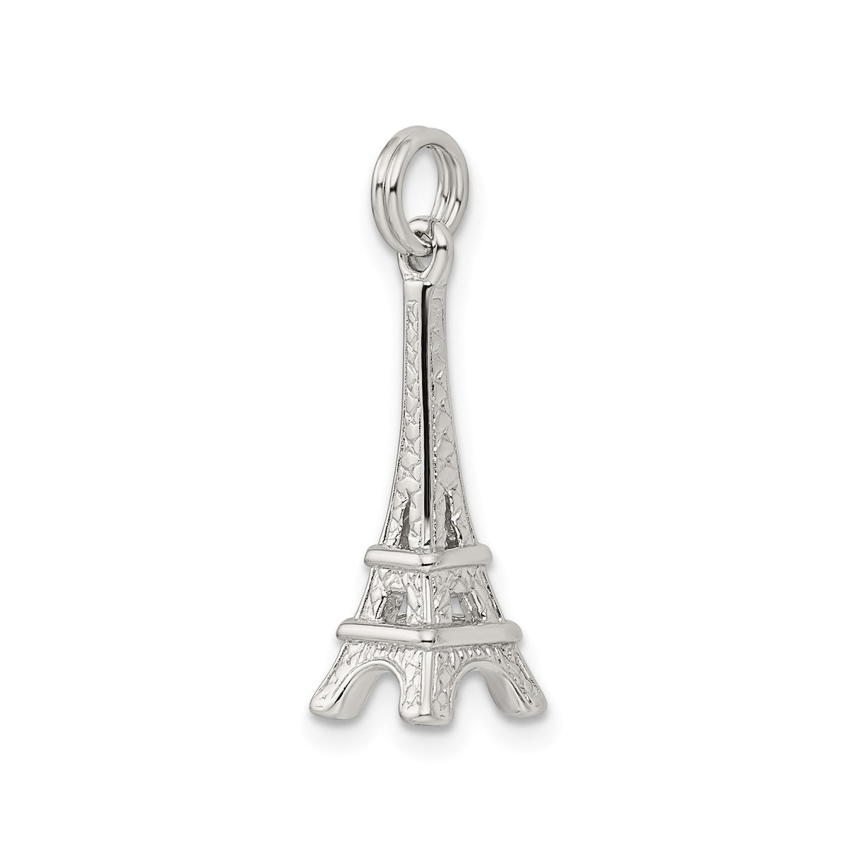 Sterling Silver Eiffel Tower Pendant Charm with Cutout Design, Paris Travel Jewelry