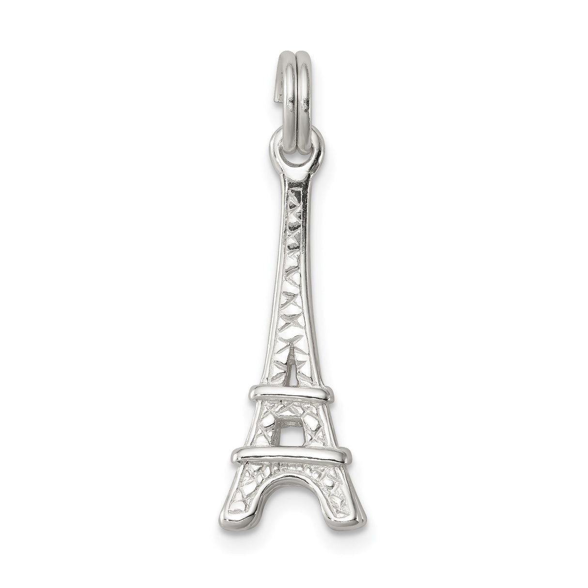 Sterling Silver Eiffel Tower Pendant Charm with Cutout Design, Paris Travel Jewelry