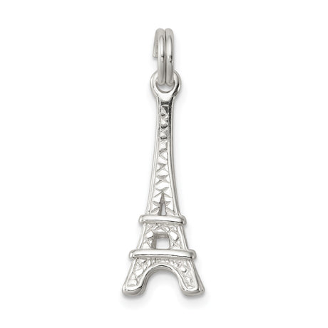 Sterling Silver Eiffel Tower Pendant Charm with Cutout Design, Paris Travel Jewelry