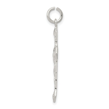 Sterling Silver Crucifix Pendant with Hammered Texture, Rustic Cross Design, Unisex Religious Jewelry