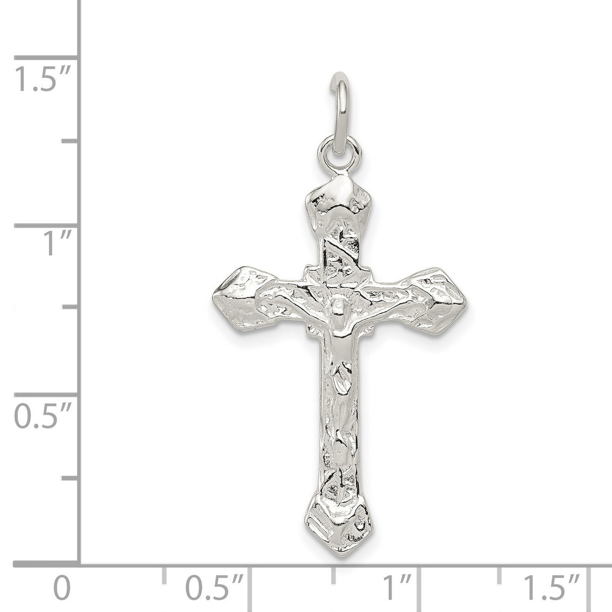 Sterling Silver Crucifix Pendant with Hammered Texture, Rustic Cross Design, Unisex Religious Jewelry