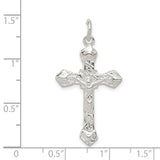 Sterling Silver Crucifix Pendant with Hammered Texture, Rustic Cross Design, Unisex Religious Jewelry