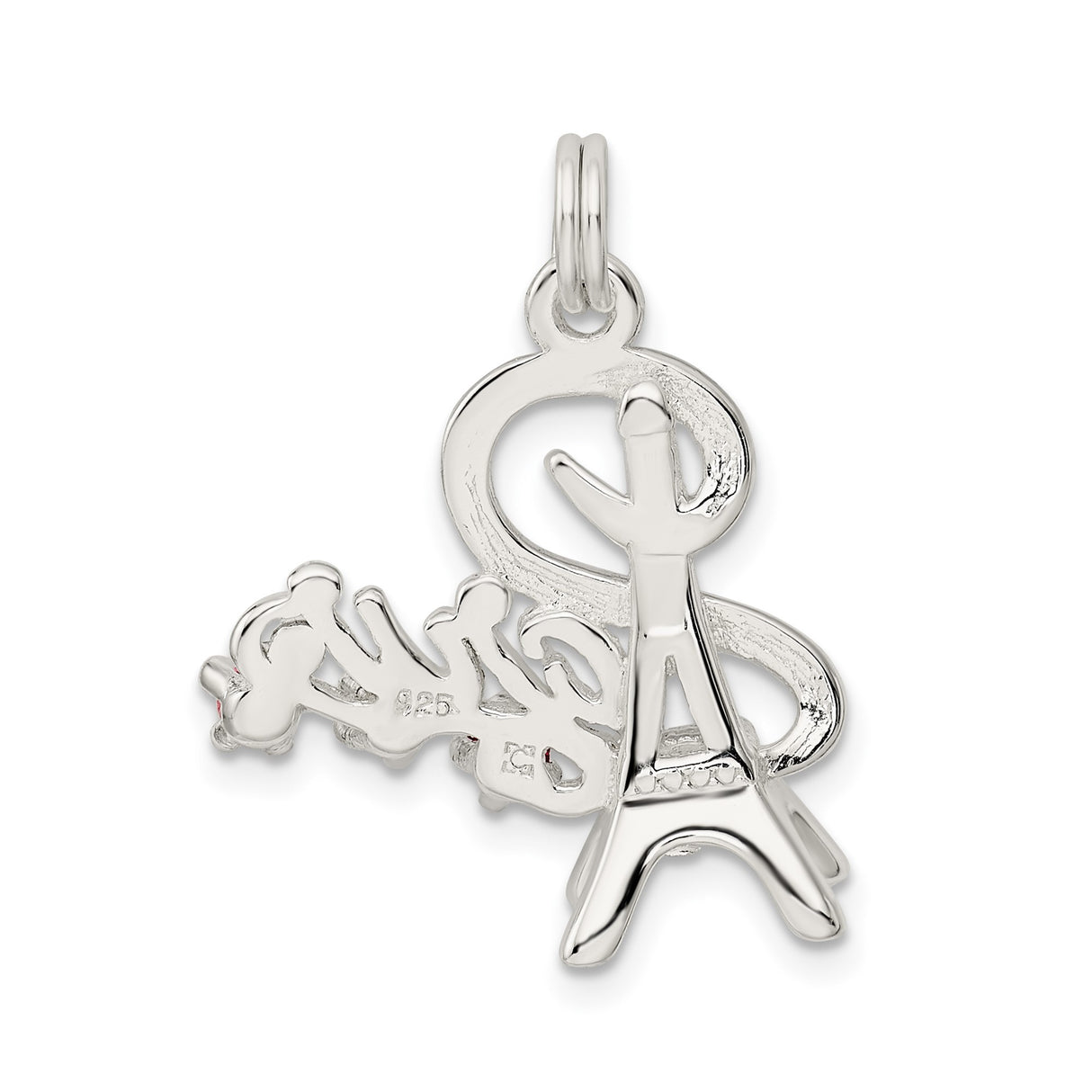 Sterling Silver Eiffel Tower Pendant with Colorful Crystal Birthstones, Paris Travel Charm