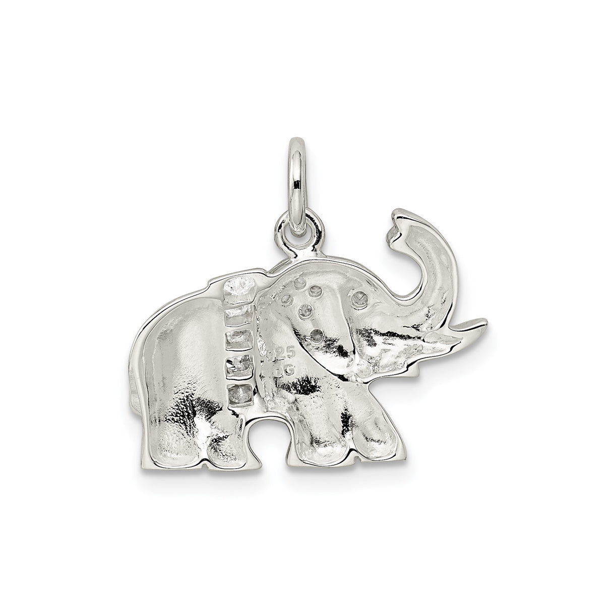 Sterling Silver Elephant Pendant with Cubic Zirconia, Symbol of Strength and Wisdom