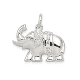 Sterling Silver Elephant Pendant with Cubic Zirconia, Symbol of Strength and Wisdom