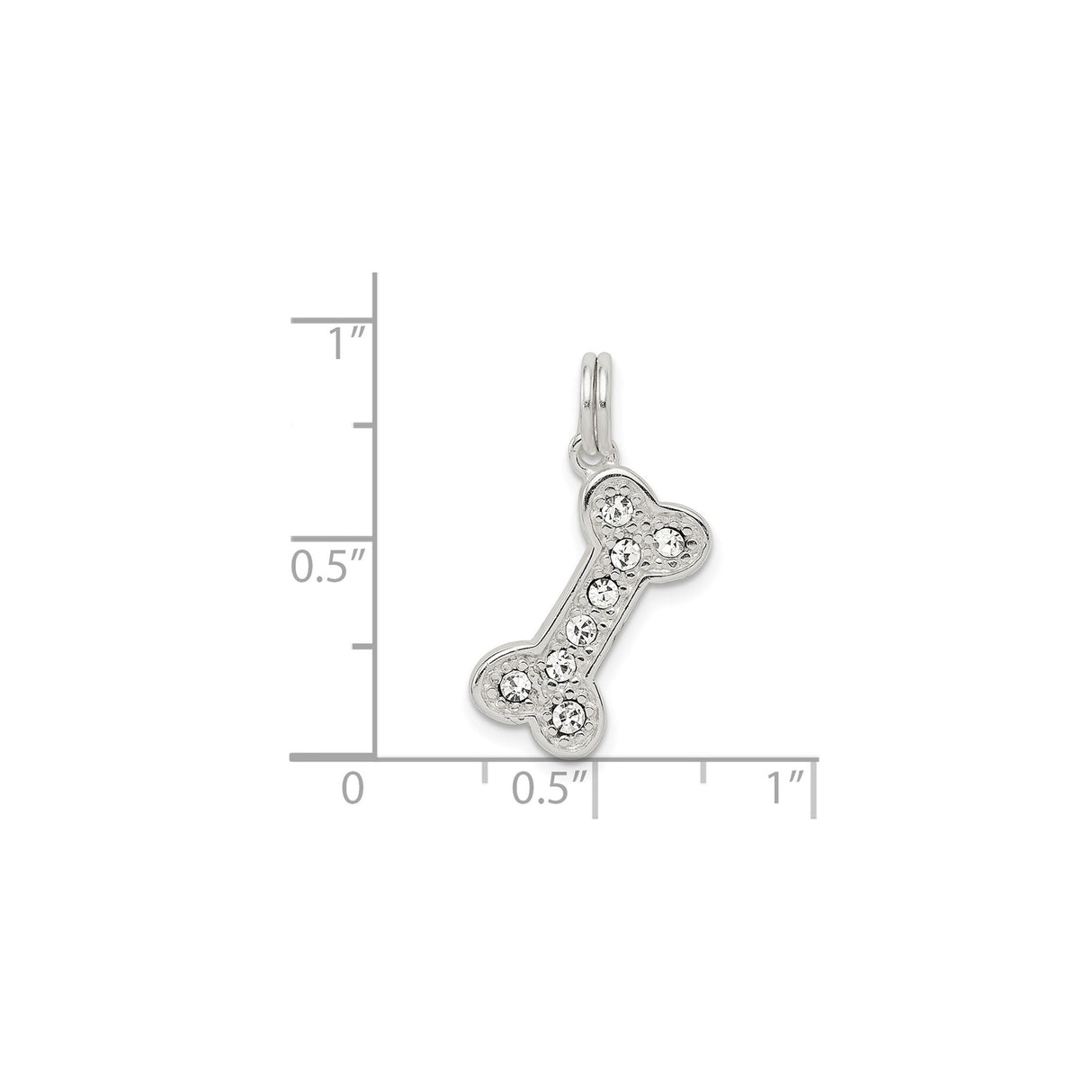 Sterling Silver Bone Pendant Charm with Cubic Zirconia, Dog Mom Jewelry for Pet Lovers