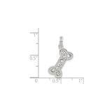 Sterling Silver Bone Pendant Charm with Cubic Zirconia, Dog Mom Jewelry for Pet Lovers