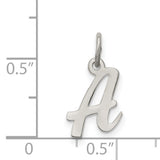 Sterling Silver Script Letter A Pendant Charm, Polished Cursive Initial Jewelry