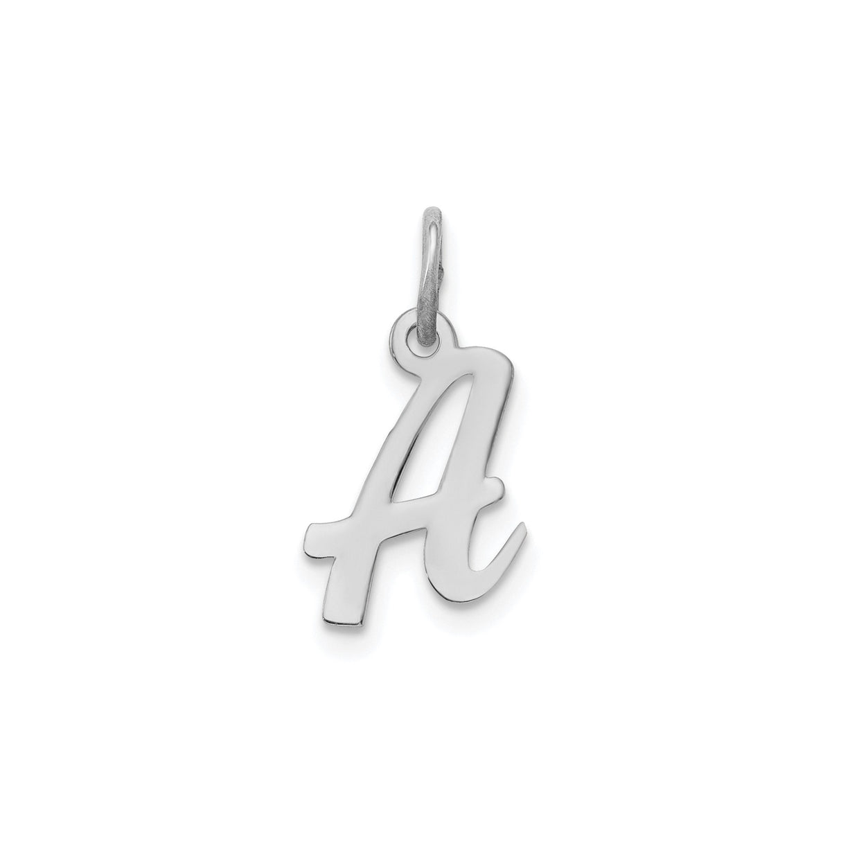 Sterling Silver Script Letter A Pendant Charm, Polished Cursive Initial Jewelry for Women or Girls