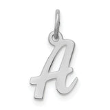 Sterling Silver Script Letter A Pendant Charm, Polished Cursive Initial Jewelry