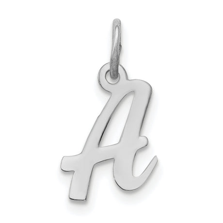 Sterling Silver Script Letter A Pendant Charm, Polished Cursive Initial Jewelry