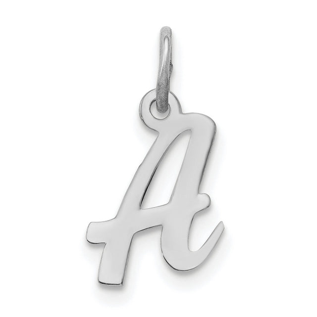 Sterling Silver Script Letter A Pendant Charm, Polished Cursive Initial Jewelry
