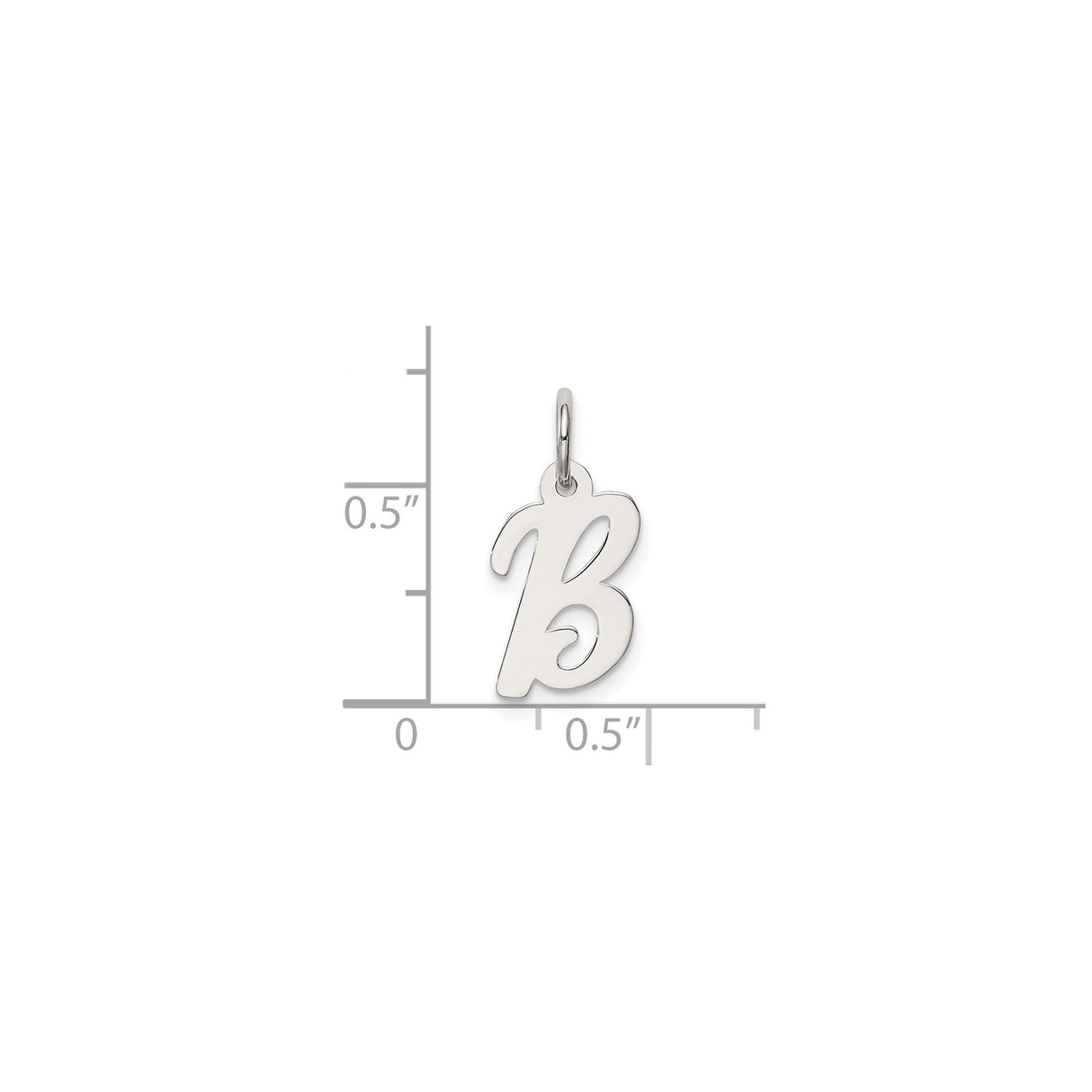 Sterling Silver Initial B Pendant, Script Letter Charm, Minimalist Monogram Jewelry for Women