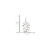 Sterling Silver Initial B Pendant, Script Letter Charm, Minimalist Monogram Jewelry for Women