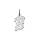 Sterling Silver Initial B Pendant, Script Letter Charm, Minimalist Monogram Jewelry for Women