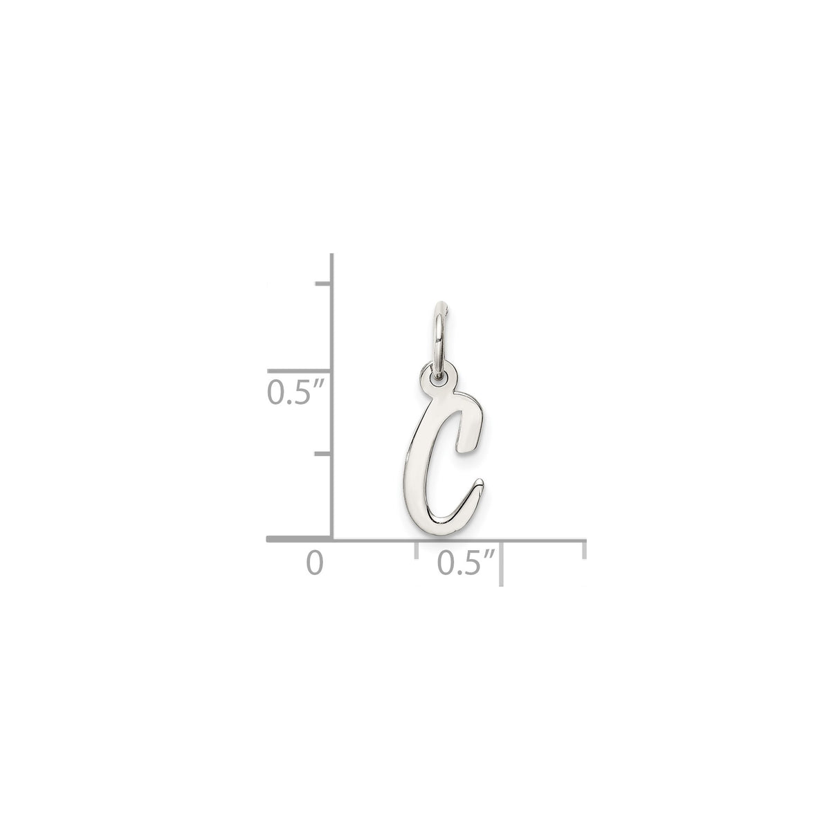 Sterling Silver Script Letter C Pendant Charm, Cursive Alphabet Monogram Jewelry