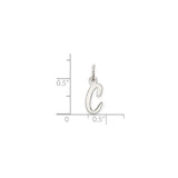 Sterling Silver Script Letter C Pendant Charm, Cursive Alphabet Monogram Jewelry