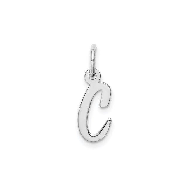Sterling Silver Script Letter C Pendant Charm, Cursive Alphabet Monogram Jewelry