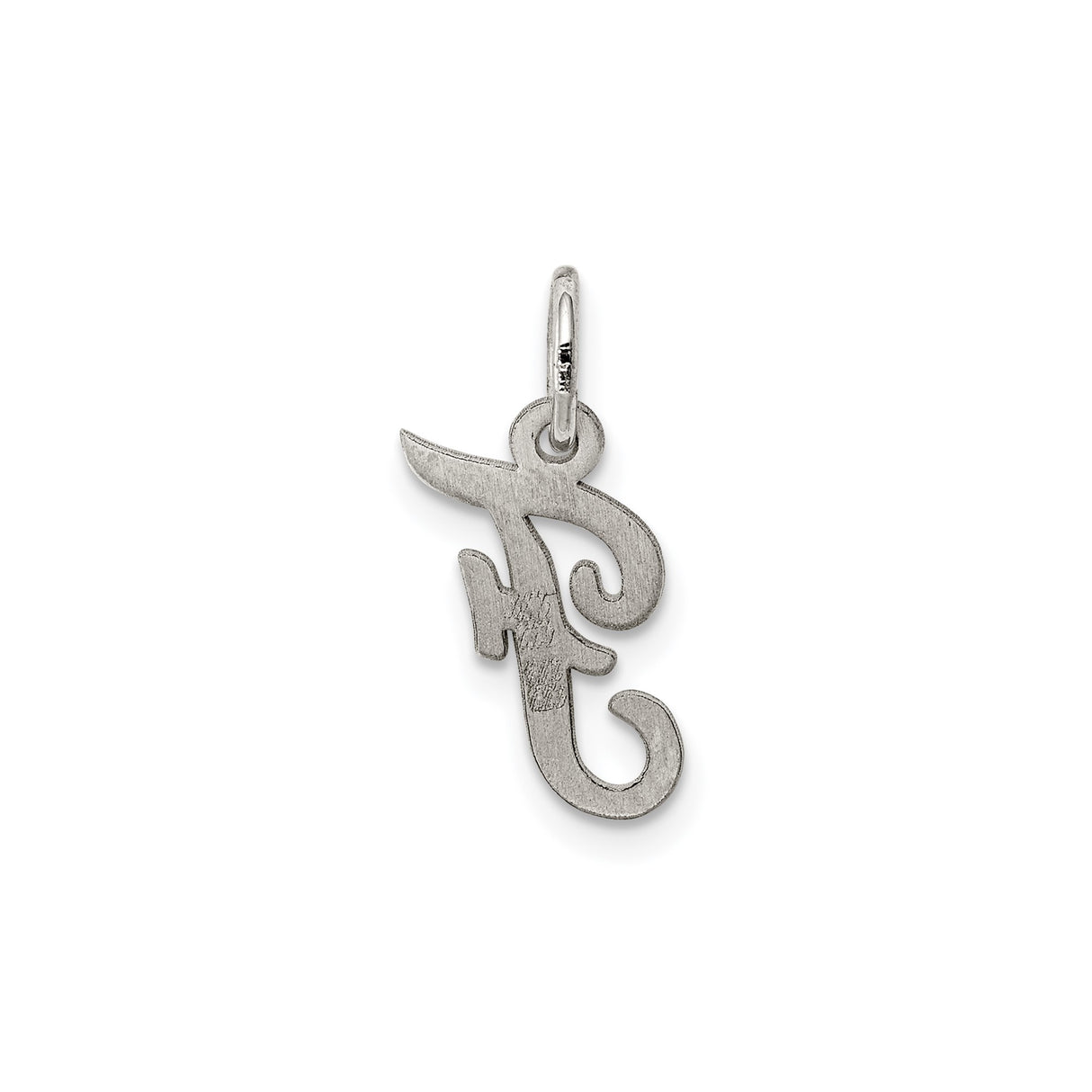 Sterling Silver Pendant, Polished Cursive Initial F Letter Charm, Unisex Alphabet Jewelry