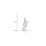Sterling Silver Pendant, Polished Cursive Initial F Letter Charm, Unisex Alphabet Jewelry